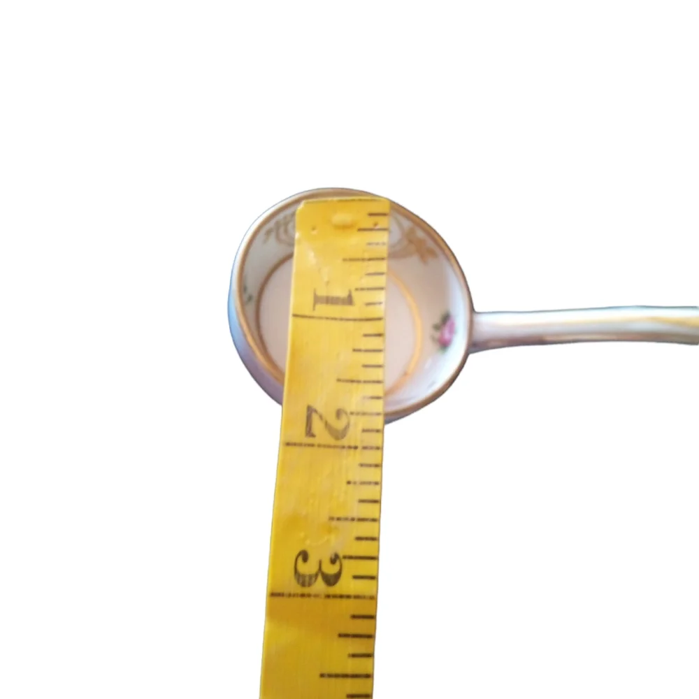 VTG Nippon hand painted small condiment ladle spoon. Pink flowers, gold accents